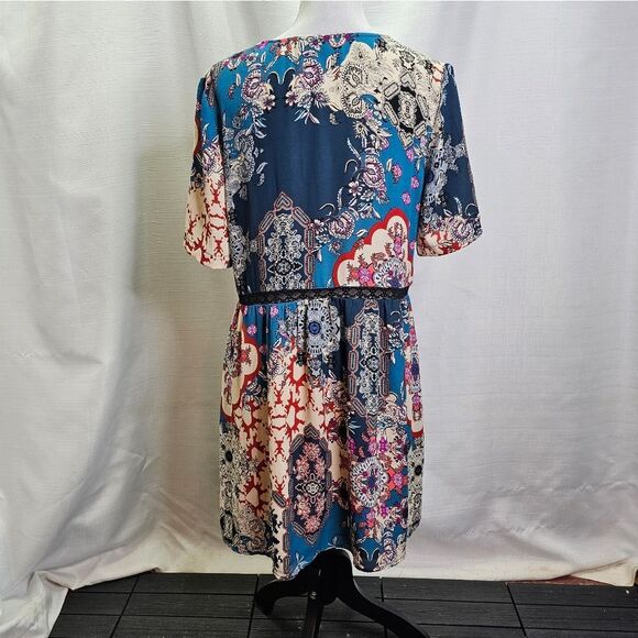 Charles Henry Paisley Split Neck Boho Midi Dress Size Medium - Picture 7 of 10